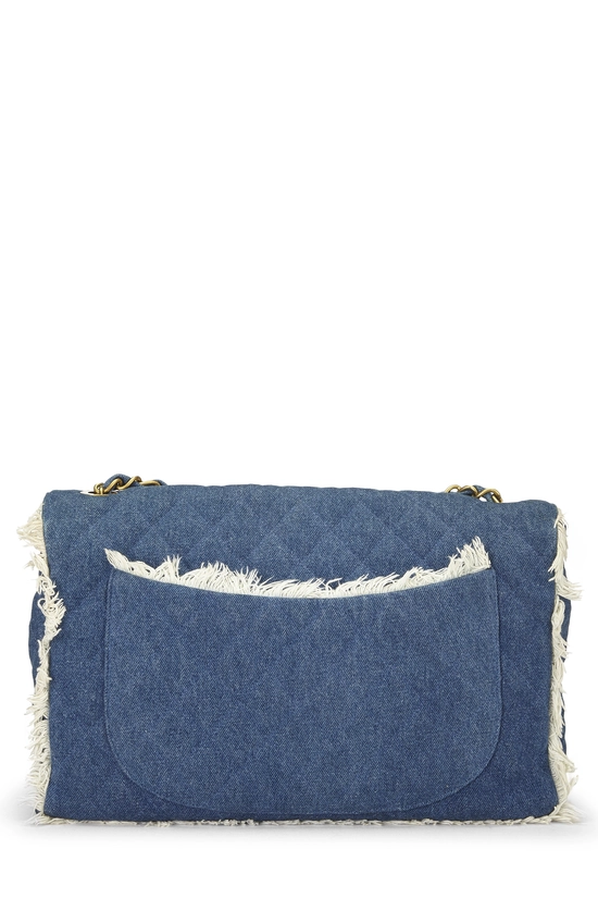 Blue Quilted Denim Half Flap Maxi, , large image number 3