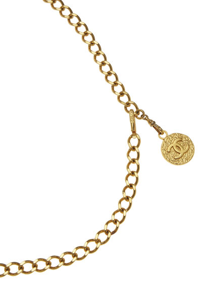 Gold 'CC' Medallion Chain Belt, , large