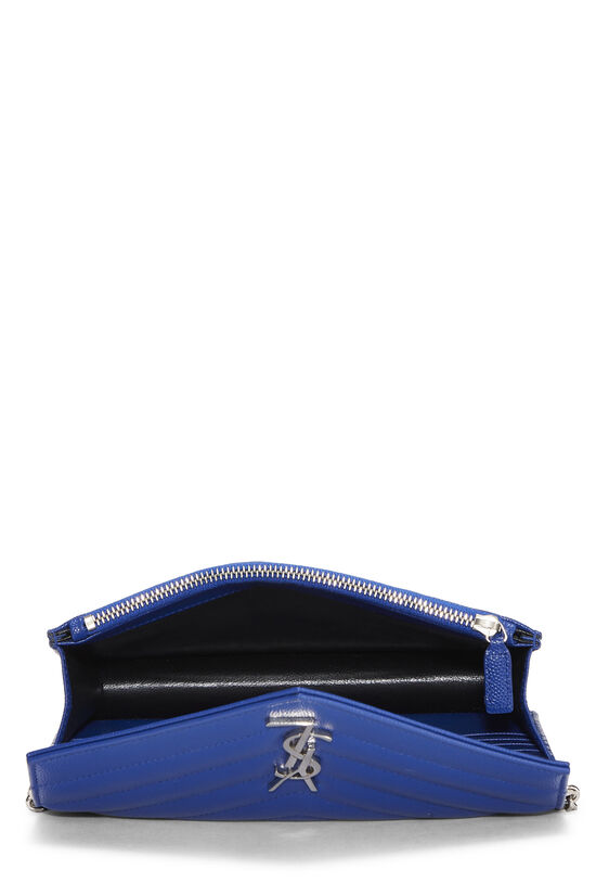 Blue leather with silver-tone metal classic shoulder bag