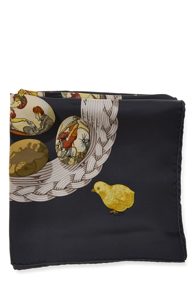 Grey & Multicolor 'Couvee d&rsquo;Hermes' Silk Scarf 90, , large
