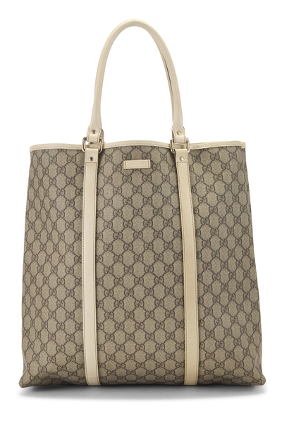 Gucci White GG Supreme Canvas Tote
