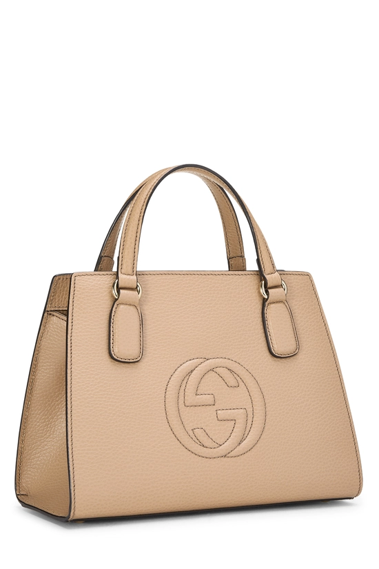 Beige Grained Leather Soho Handbag, , large image number 1