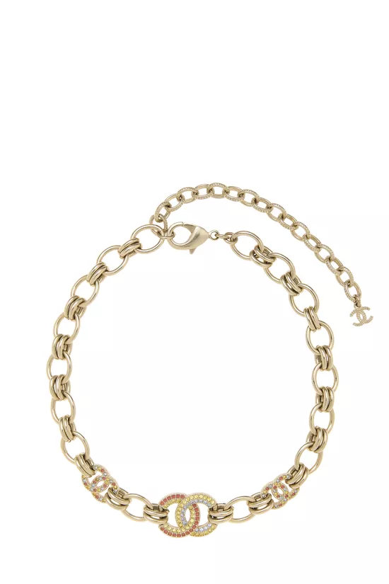 Gold & Crystal 'CC' Choker, , large image number 0