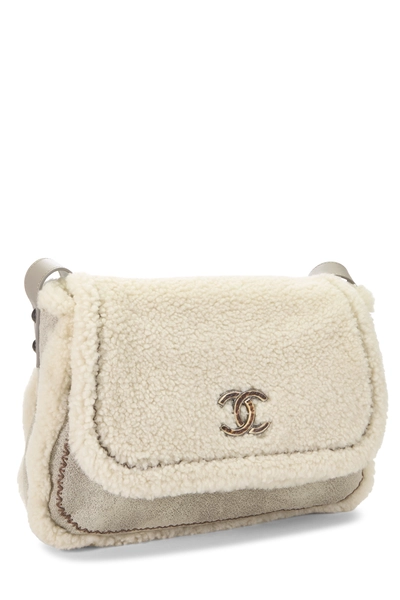 Paris-Salzburg White Shearling Austrian Messenger, , large