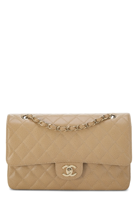 Beige Quilted Caviar Classic Double Flap Medium, , large image number 0