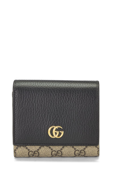 Black Original GG Supreme Canvas Compact Wallet