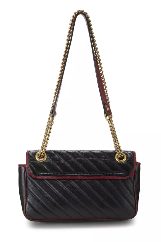 Black Leather Torchon GG Marmont Shoulder Bag Small, , large image number 3