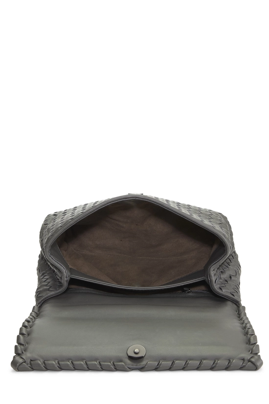Grey Intrecciato Leather Olimpia Shoulder Bag Small, , large image number 5
