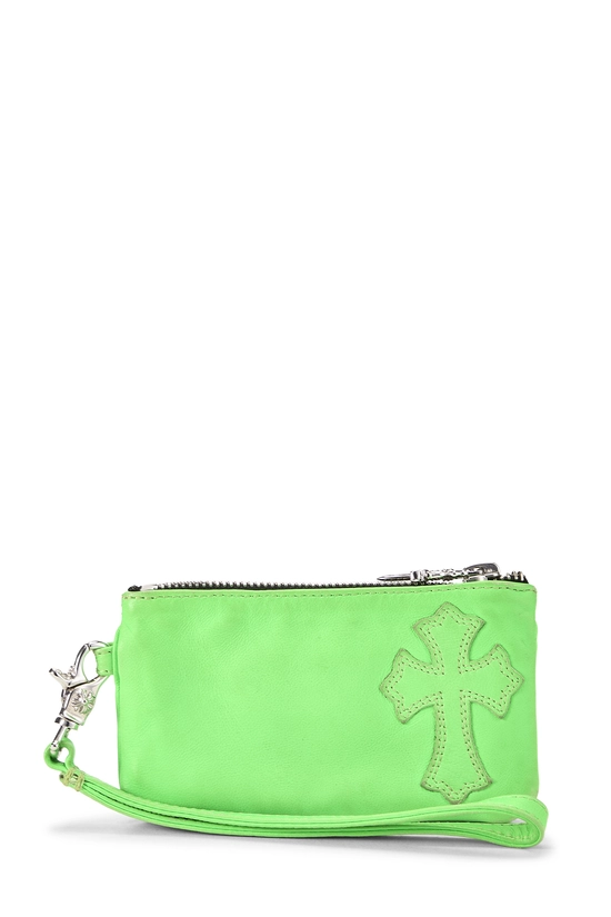 Green Leather Cross Patch Wristlet, , large image number 0