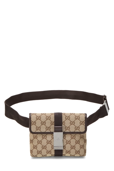 Gucci Brown Original GG Canvas Buckle Flap Belt Bag Small
