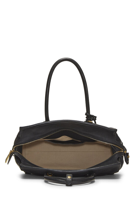 Black Vitello Daino Convertible Top Handle Bag, , large image number 5