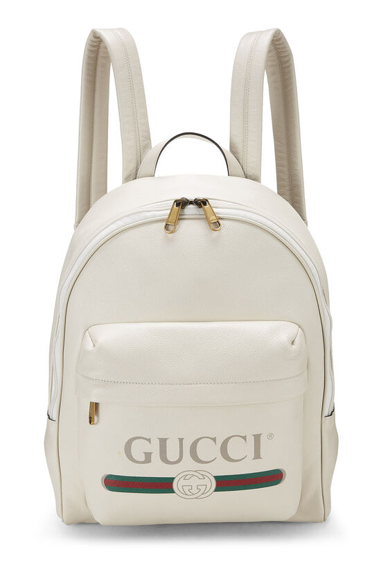 behandle træthed Dodge Gucci White Leather Logo Backpack QFB1IO1LWB000 | WGACA