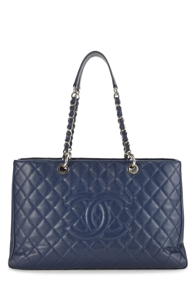 Navy Quilted Caviar Grand Shopping Tote (GST) XL 