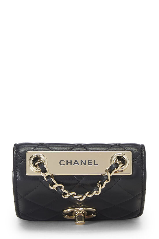 Black Quilted Lambskin Trendy 'CC' Chain Clutch, , large image number 8