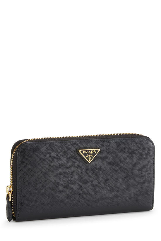 Prada, Bags, Authentic Prada Saffiano Leather Zip Wallet Black