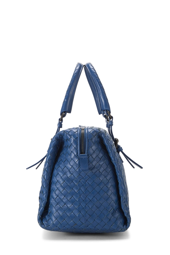 Blue Intrecciato Leather Boston, , large image number 2