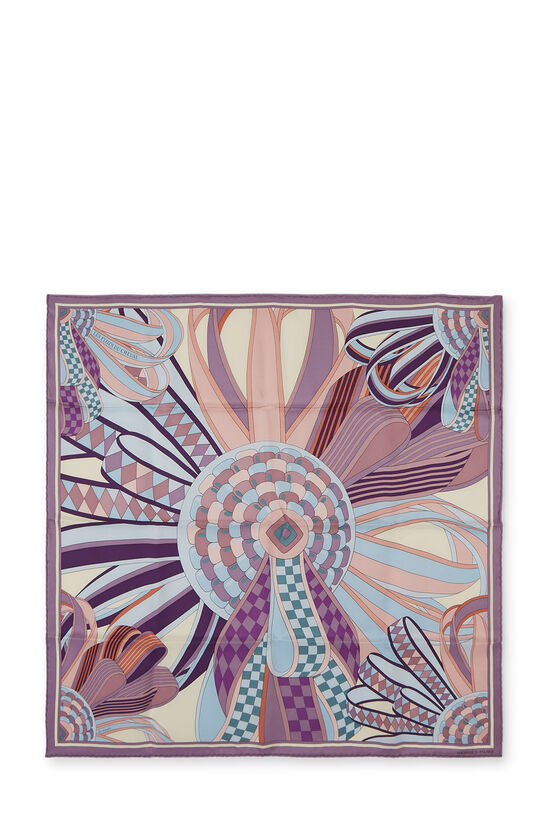 Purple & Multicolor 'Les Flots du Cheval' Silk Scarf 70, , large image number 1