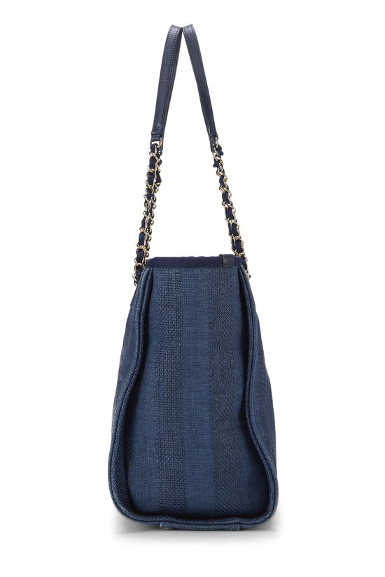 Navy Woven Raffia Deauville Tote Medium, , large image number 2