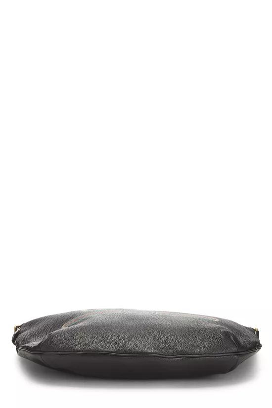 Black Leather Logo Printed Half Moon Hobo, , large image number 4