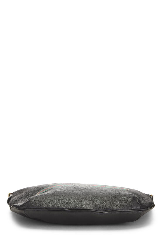 Black Leather Logo Printed Half Moon Hobo, , large image number 4