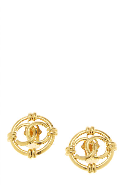 Gold 'CC' Circle Border Earrings