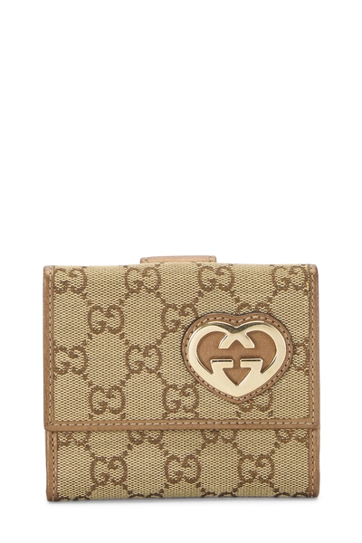 Gold Original GG Lurex Lovely Heart Continental Wallet
