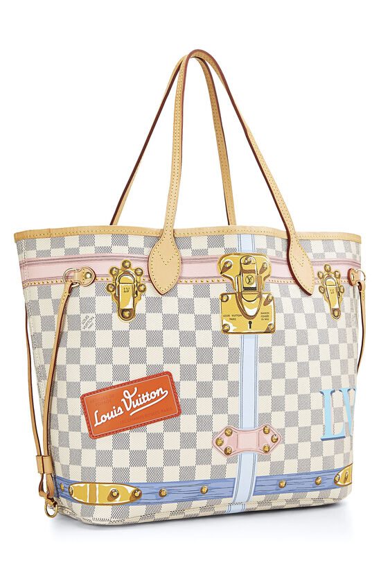 Louis Vuitton Neverfull MM Damier Azur in Coated Canvas with Gold-tone - US