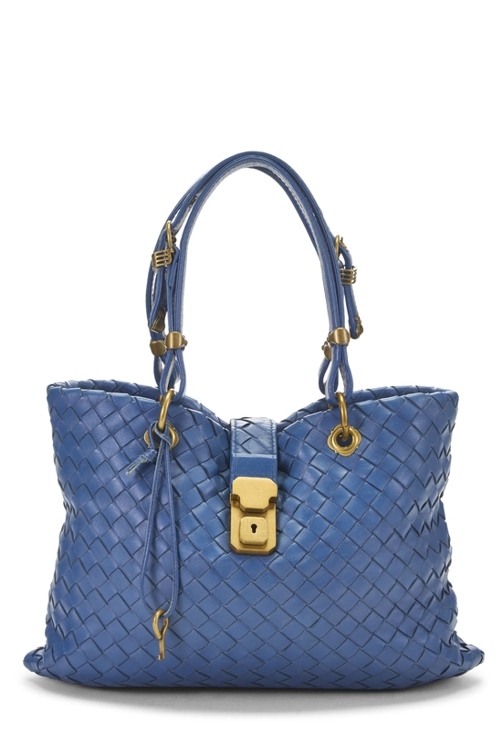 Blue Intrecciato Capri Tote Small, , large image number 0