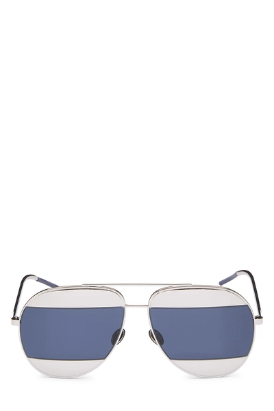 Silver Metal Dior Split 1 Sunglasses