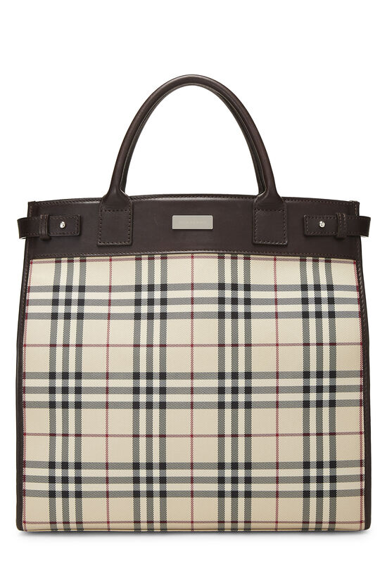 Brown House Check Canvas Tote Medium, , large image number 0