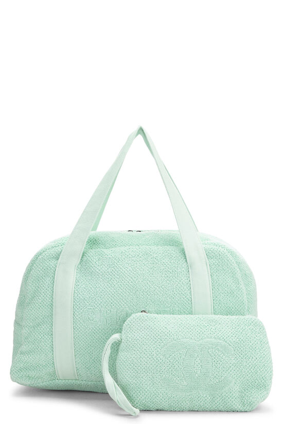 Green Terry Cloth 'CC' Beach Tote Large, , large image number 3