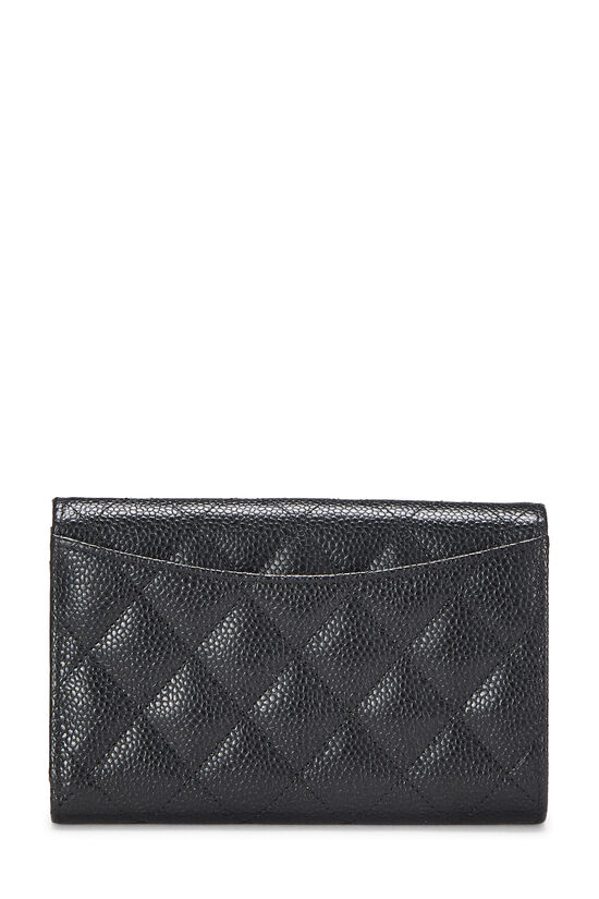 Black Quilted Caviar Classic Flap Long Wallet, , large image number 2