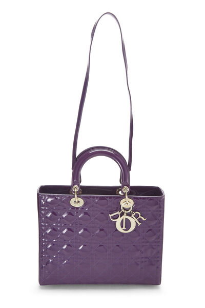 Purple Cannage Patent Leather Lady Dior Large, , large