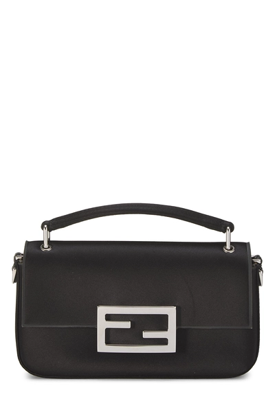 Black Satin Baguette Phone Pouch