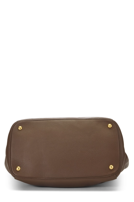 Brown Vitello Daino Convertible Open Tote Medium, , large image number 4