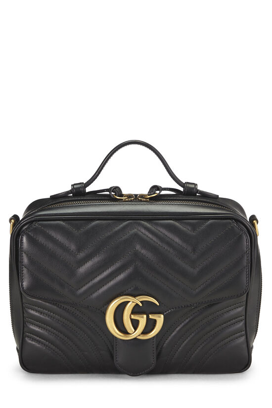 Black Leather GG Marmont Top Handle Shoulder Bag Small, , large image number 0