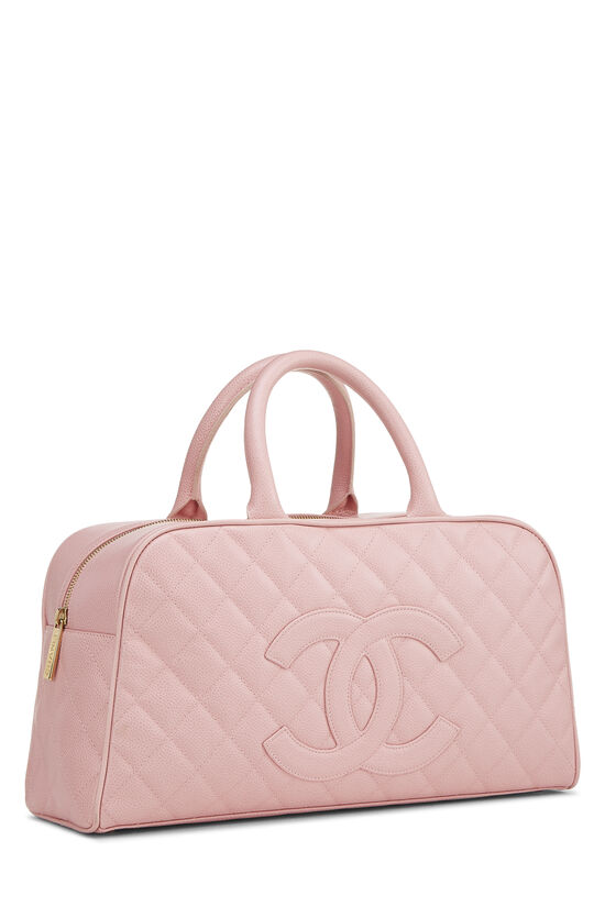 Chanel Pink Quilted Caviar Leather CC Bowler Bag