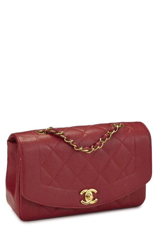 Red Quilted Caviar Diana Flap Small, , large image number 1
