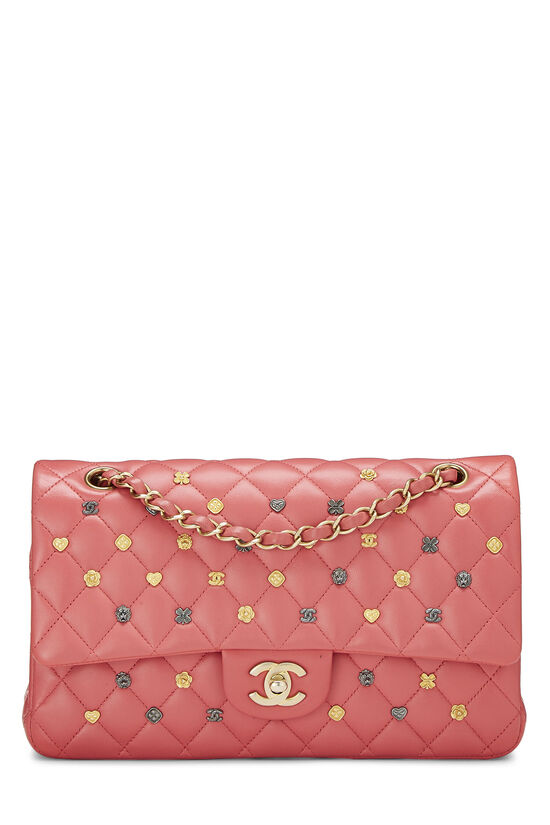 Pink Lambskin Lucky Charm Classic Double Flap Medium , , large image number 1