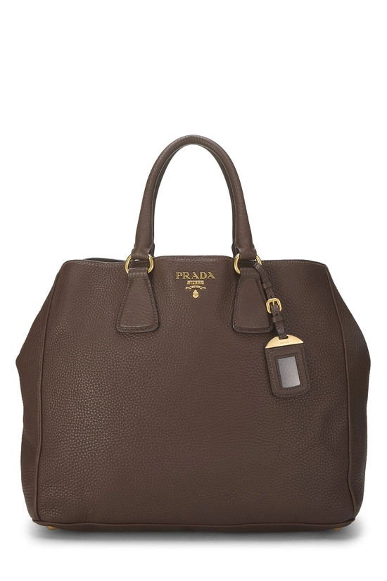 Brown Vitello Daino Shopping Tote, , large image number 0