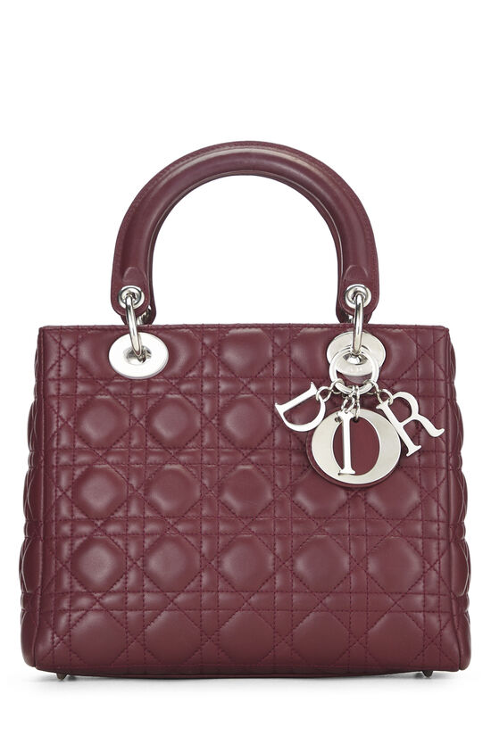 Burgundy Cannage Quilted Lambskin Lady Dior Small, , large image number 0