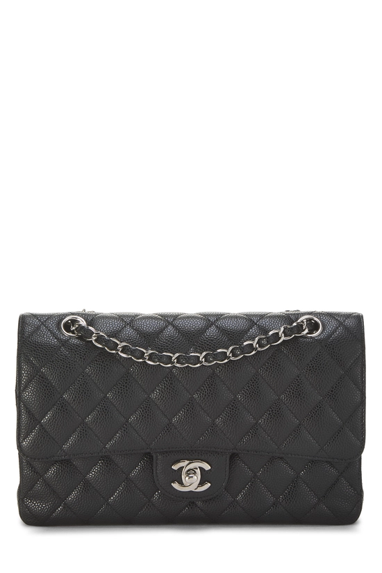Black Quilted Caviar Classic Double Flap Medium, , large image number 0