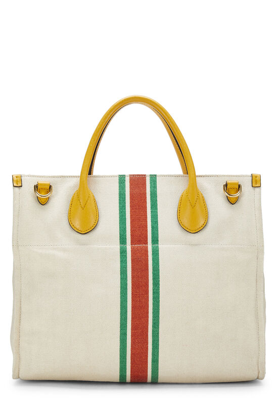 Yellow Linen Canvas Web Foldable Shopping Tote Small, , large image number 4