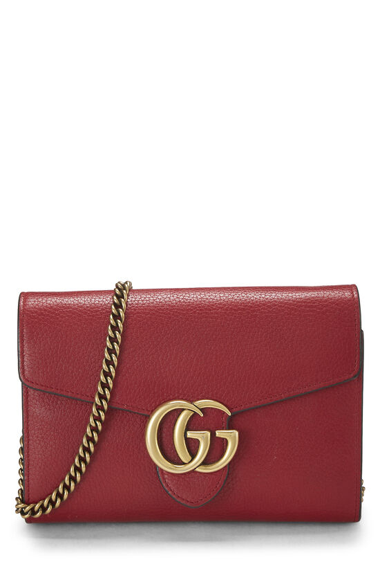 Red Leather GG Marmont Wallet on Chain Mini, , large image number 0
