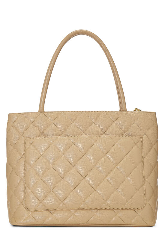 Beige Quilted Caviar Medallion Tote, , large image number 3