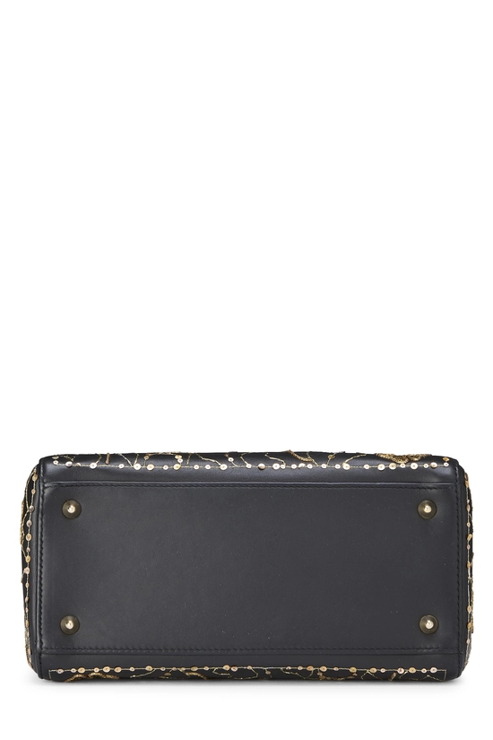 Black Embroidered Clovers Lady Dior Medium, , large image number 4