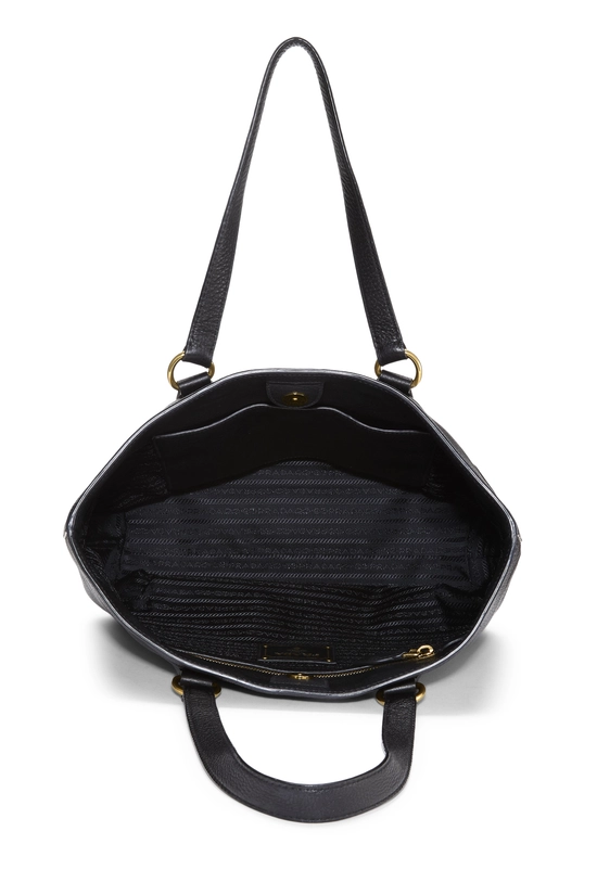Black Vitello Daino Tote, , large image number 5