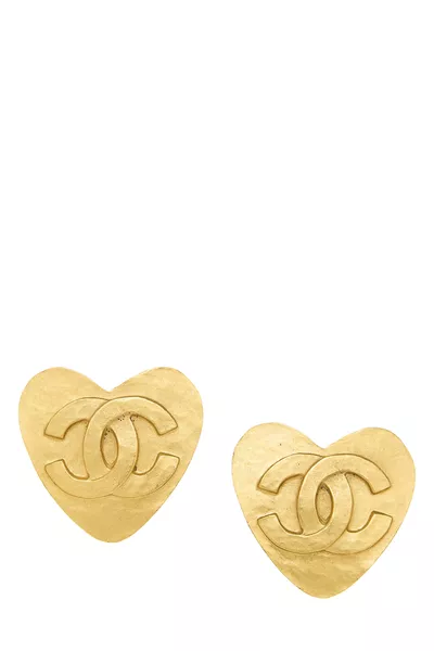 Gold 'CC' Heart Earrings