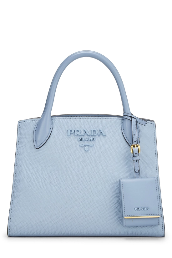 Blue Saffiano Leather Monochrome Bag Small, , large image number 0