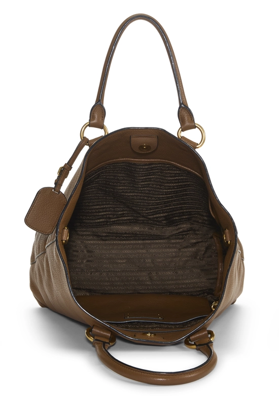 Brown Vitello Daino Convertible Shopping Tote Medium, , large image number 5